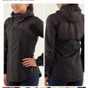 ❤️ LULULEMON Run Get up and glow black striped Jacket C10